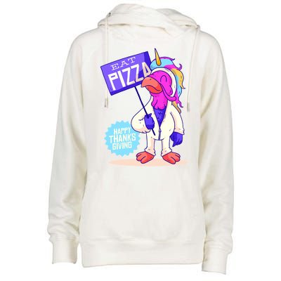 Eat Pizza Funny Happy Thanksgiving Womens Funnel Neck Pullover Hood