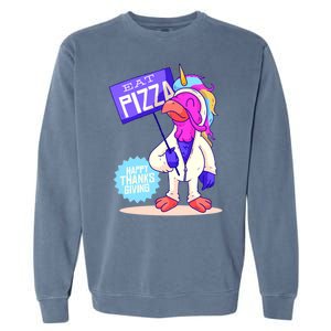 Eat Pizza Funny Happy Thanksgiving Garment-Dyed Sweatshirt