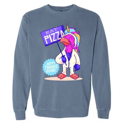 Eat Pizza Funny Happy Thanksgiving Garment-Dyed Sweatshirt