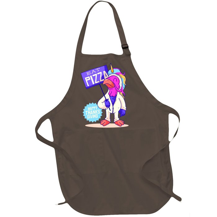 Eat Pizza Funny Happy Thanksgiving Full-Length Apron With Pockets