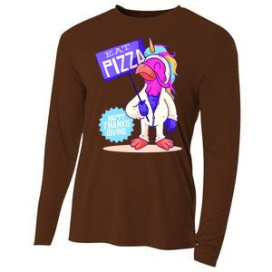 Eat Pizza Funny Happy Thanksgiving Cooling Performance Long Sleeve Crew