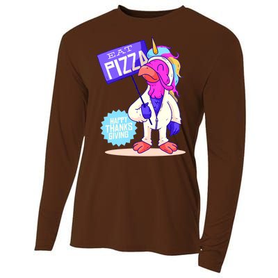 Eat Pizza Funny Happy Thanksgiving Cooling Performance Long Sleeve Crew