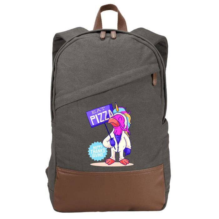 Eat Pizza Funny Happy Thanksgiving Cotton Canvas Backpack