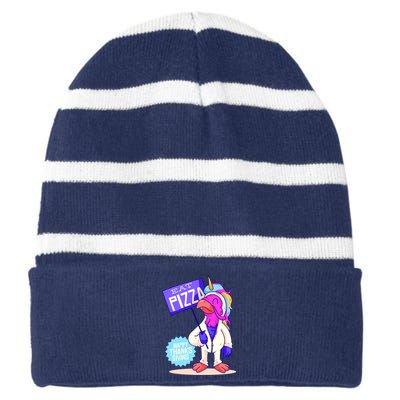 Eat Pizza Funny Happy Thanksgiving Striped Beanie with Solid Band