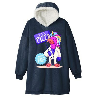 Eat Pizza Funny Happy Thanksgiving Hooded Wearable Blanket