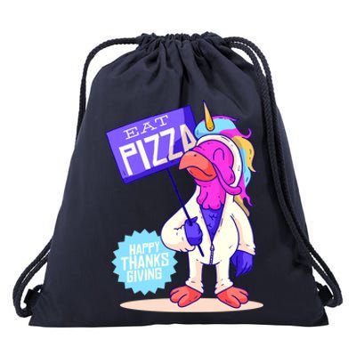 Eat Pizza Funny Happy Thanksgiving Drawstring Bag