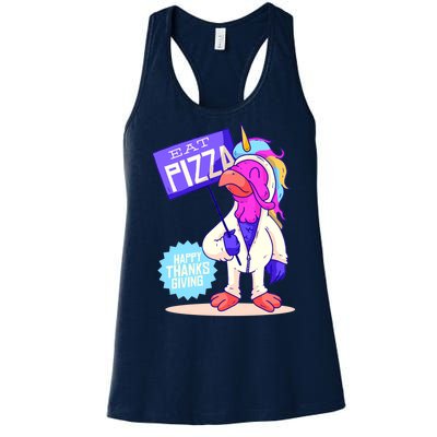 Eat Pizza Funny Happy Thanksgiving Women's Racerback Tank