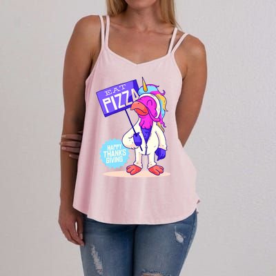 Eat Pizza Funny Happy Thanksgiving Women's Strappy Tank