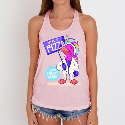 Eat Pizza Funny Happy Thanksgiving Women's Knotted Racerback Tank