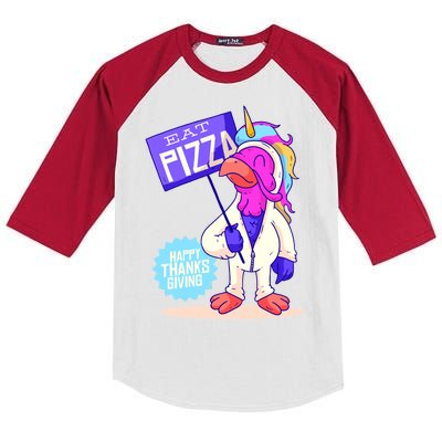 Eat Pizza Funny Happy Thanksgiving Kids Colorblock Raglan Jersey