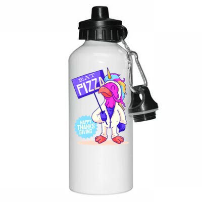 Eat Pizza Funny Happy Thanksgiving Aluminum Water Bottle