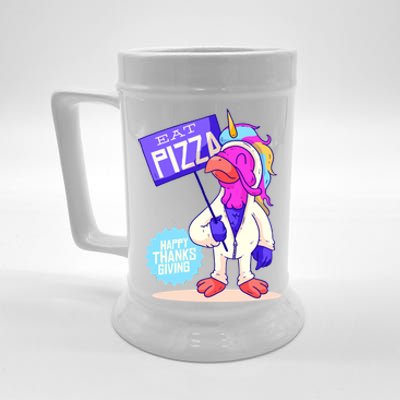 Eat Pizza Funny Happy Thanksgiving Beer Stein