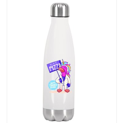 Eat Pizza Funny Happy Thanksgiving Stainless Steel Insulated Water Bottle