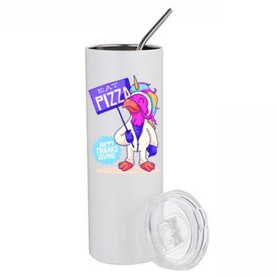 Eat Pizza Funny Happy Thanksgiving Stainless Steel Tumbler