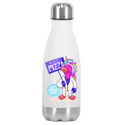 Eat Pizza Funny Happy Thanksgiving Stainless Steel Insulated Water Bottle