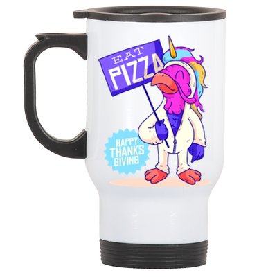 Eat Pizza Funny Happy Thanksgiving Stainless Steel Travel Mug