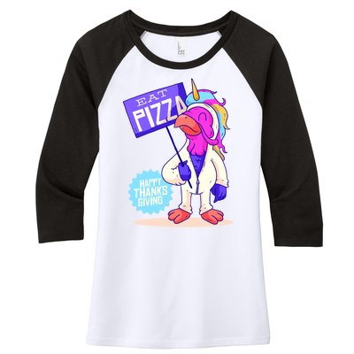 Eat Pizza Funny Happy Thanksgiving Women's Tri-Blend 3/4-Sleeve Raglan Shirt