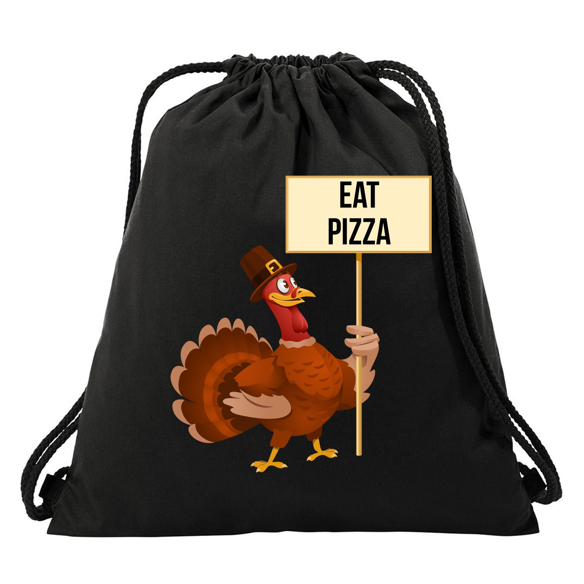 Eat Pizza Funny Turkey Drawstring Bag