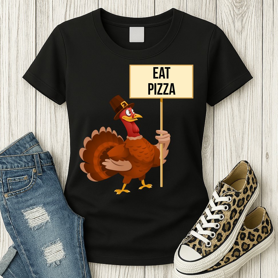 Eat Pizza Funny Turkey Womens T-Shirt