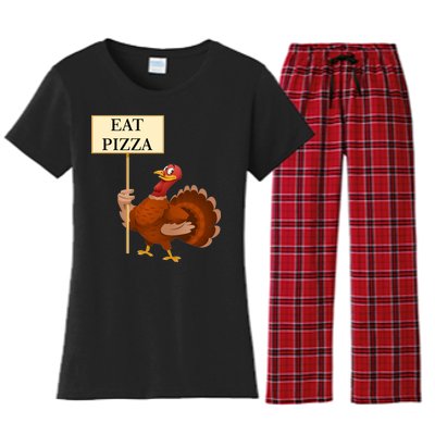 Eat Pizza Not Turkey Women's Flannel Pajama Set