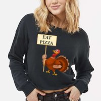 Eat Pizza Not Turkey Cropped Pullover Crew
