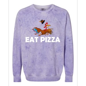 Eat Pizza Not Turkey Funny Thanksgiving Colorblast Crewneck Sweatshirt