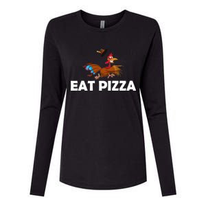 Eat Pizza Not Turkey Funny Thanksgiving Womens Cotton Relaxed Long Sleeve T-Shirt