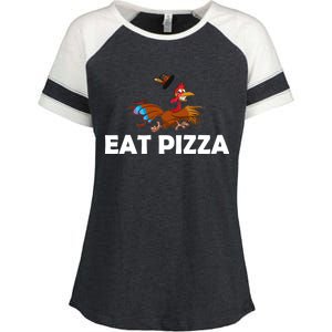 Eat Pizza Not Turkey Funny Thanksgiving Enza Ladies Jersey Colorblock Tee