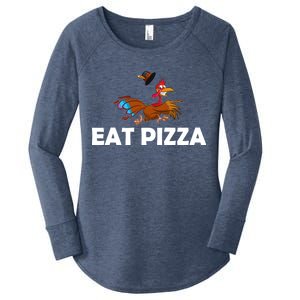 Eat Pizza Not Turkey Funny Thanksgiving Women's Perfect Tri Tunic Long Sleeve Shirt