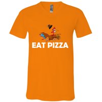 Eat Pizza Not Turkey Funny Thanksgiving V-Neck T-Shirt