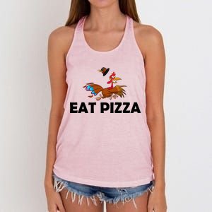 Eat Pizza Not Turkey Funny Thanksgiving Women's Knotted Racerback Tank