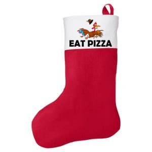 Eat Pizza Not Turkey Funny Thanksgiving Felt Holiday Christmas Stocking