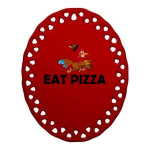 Eat Pizza Not Turkey Funny Thanksgiving Ceramic Oval Ornament