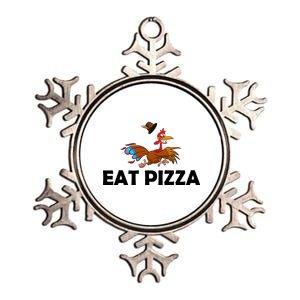 Eat Pizza Not Turkey Funny Thanksgiving Metallic Star Ornament