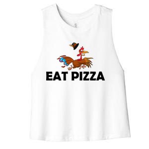 Eat Pizza Not Turkey Funny Thanksgiving Women's Racerback Cropped Tank