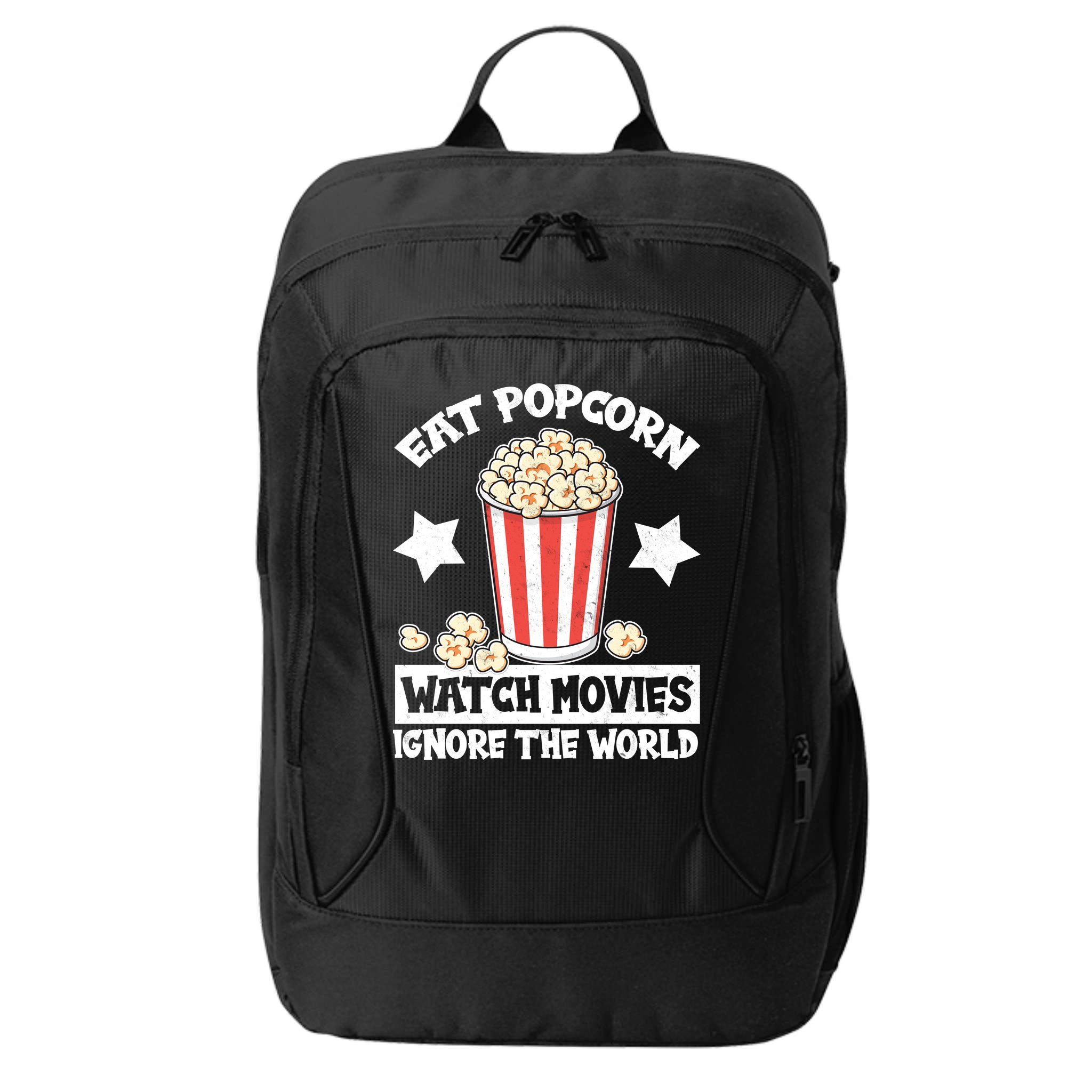 Eat Popcorn Watch Movies Ignore The World City Backpack