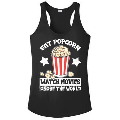 Eat Popcorn Watch Movies Ignore The World Ladies PosiCharge Competitor Racerback Tank