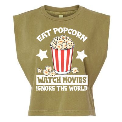 Eat Popcorn Watch Movies Ignore The World Garment-Dyed Women's Muscle Tee