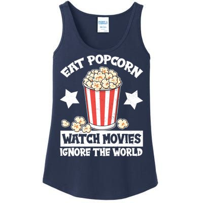 Eat Popcorn Watch Movies Ignore The World Ladies Essential Tank