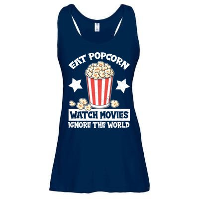 Eat Popcorn Watch Movies Ignore The World Ladies Essential Flowy Tank