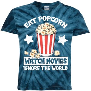 Eat Popcorn Watch Movies Ignore The World Kids Tie-Dye T-Shirt