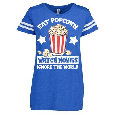 Eat Popcorn Watch Movies Ignore The World Enza Ladies Jersey Football T-Shirt