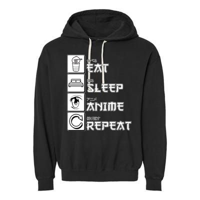Eat Sleep Anime Repeat Garment-Dyed Fleece Hoodie