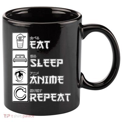 Eat Sleep Anime Repeat 11oz C Handle Ceramic Mug