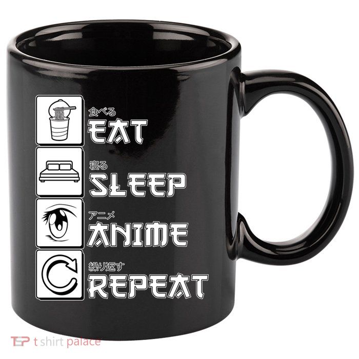 Eat Sleep Anime Repeat 11oz C Handle Ceramic Mug