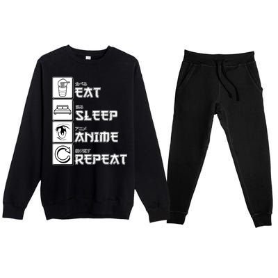 Eat Sleep Anime Repeat Premium Crewneck Sweatsuit Set