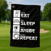 Eat Sleep Anime Repeat Golf Towel