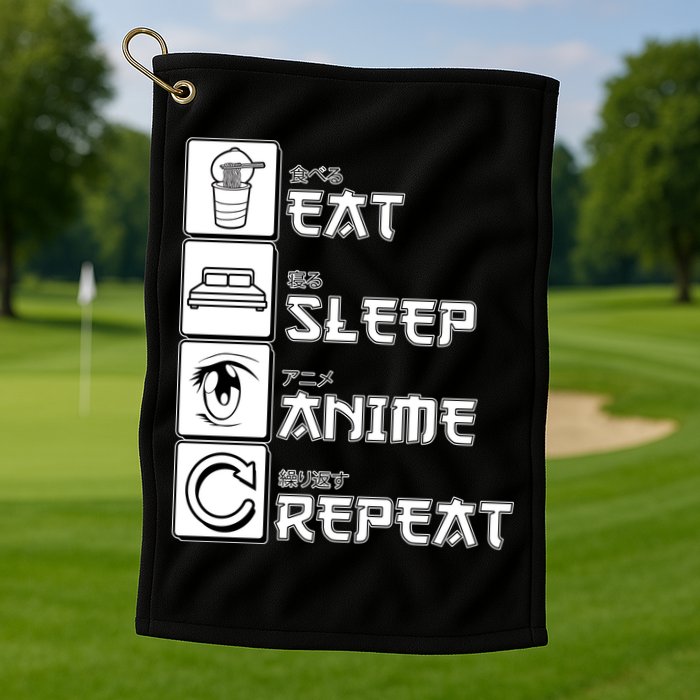 Eat Sleep Anime Repeat Golf Towel