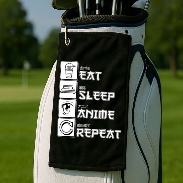 Eat Sleep Anime Repeat Golf Towel