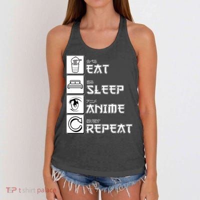 Eat Sleep Anime Repeat Women's Knotted Racerback Tank